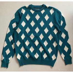 Bogey Boys Teal Argyle Rhombus Sweater Men’s Large Preppy Golf Sweater